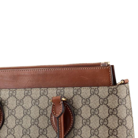 Gucci Linea A Convertible Tote GG Coated Canvas Medium Brown - Picture 7 of 9